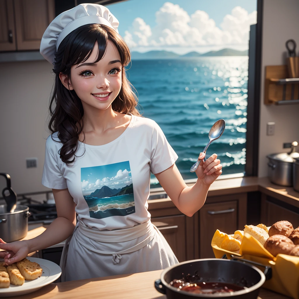 On a super-large cruise ship，Five delicate cute little girls with upturned asses，junior school student，Cooking in the yacht