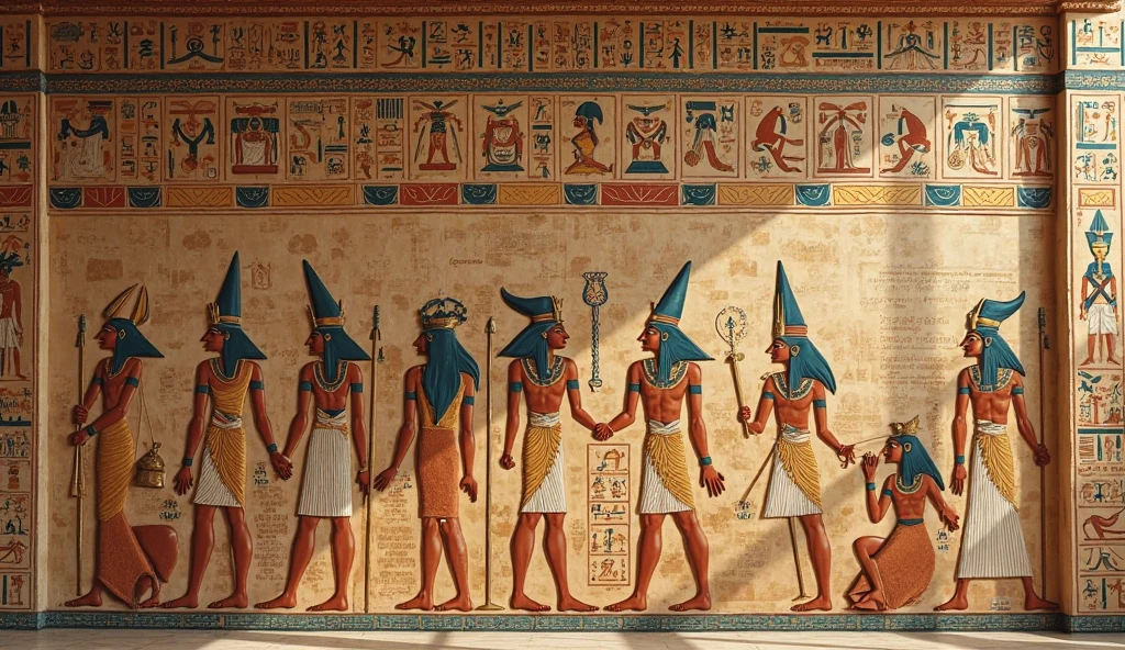 Gods depicted in ancient Egyptian murals々Illustration