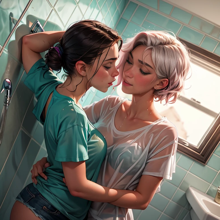 Lesbian rimjob ass licking in bathroom 