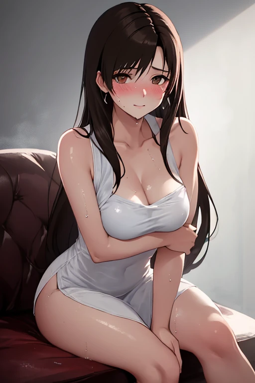 (((((Best Quality, 8K, 32K, masterpiece, 1.2)))),{{solo}},((nsfw:1.5)),{{{Character reference: Nikke's Diesel:1.5}}},((perfect beautiful face:1.2)), sitting on sofa, ((A man putting soap cream on her public hairs of crotches and removing her public hairs together with cream, removed public hairs with cream:1.3)), leaking pussy juice from, high quality of vagina, vivid pussy ,((a lot of public hairs:1.3)), embarrassed,