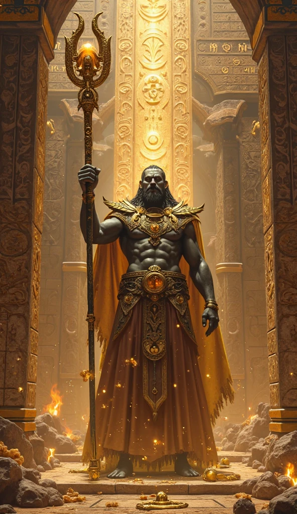 druid [man], black skin, gold eyes, white background