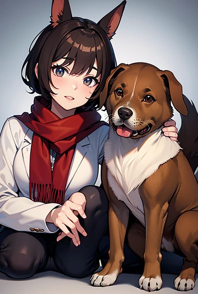 ((masterpiece)), ((detailed, high quality)), girl, cute face:1.2, soft brown hair, super straight hair, dog ears lowered, pink eyes, blue skin, soft brown big coat, bedroom, Pantyhose soft brown, close-up, cute pose
