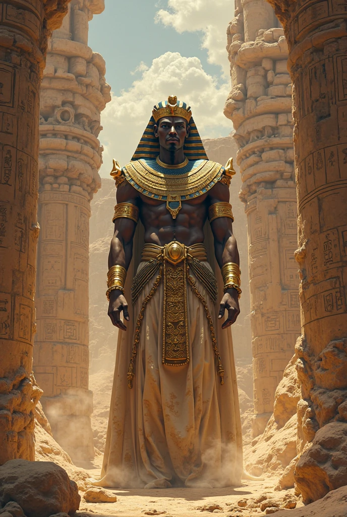 1. **Background**: Use an ancient Egyptian theme with hieroglyphics or a pyramid in the background.