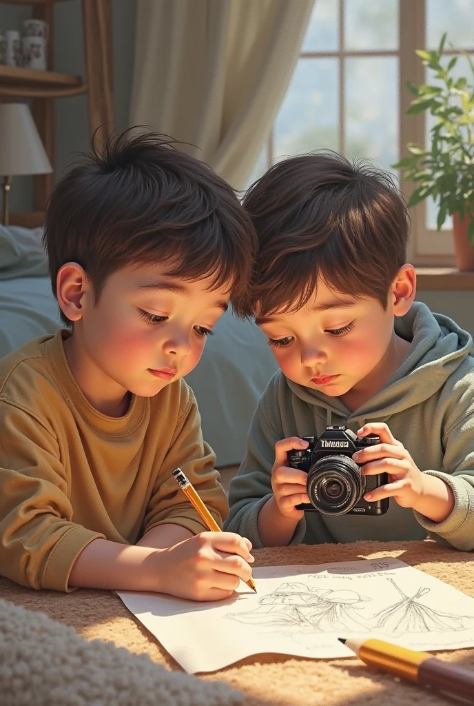 pensil Art girl and photography Boy