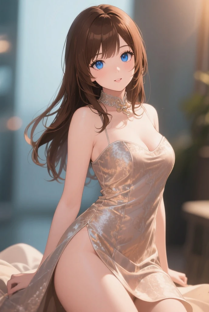masterpiece, raw photo, 8k, hyper realistic, ((high detail on face)),cinematic lighting, octane render, grand ambience, In a grand dancing studio, a young beautiful ballerina , ((dressed in a pristine white leotard and delicately tied ballet slippers)), gracefully perfects her ballet routine, ((her flowing chestnut hair and petite frame radiating beauty and elegance)) as she glides across the mirrored floor