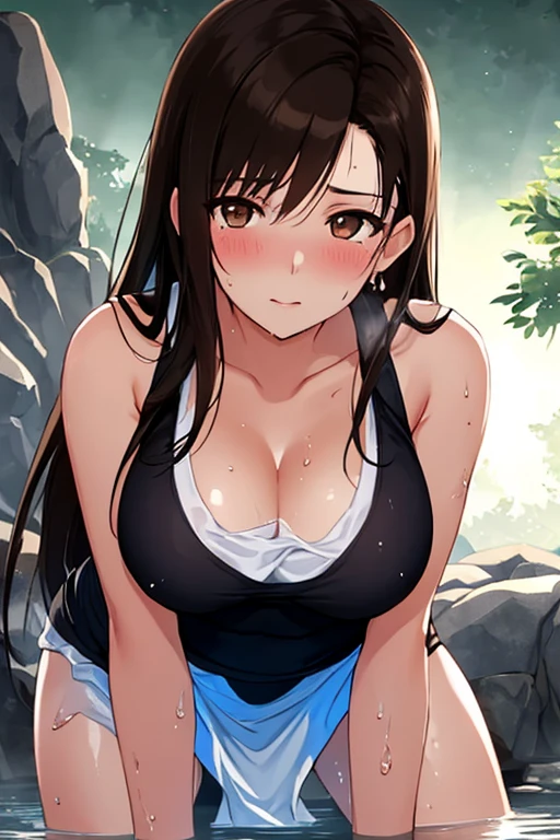 ((masterpiece)), (Highest quality、32k), A tanned, brown-skinned girl with big breasts has intense vaginal sex with a man in the cowgirl position, NSFW