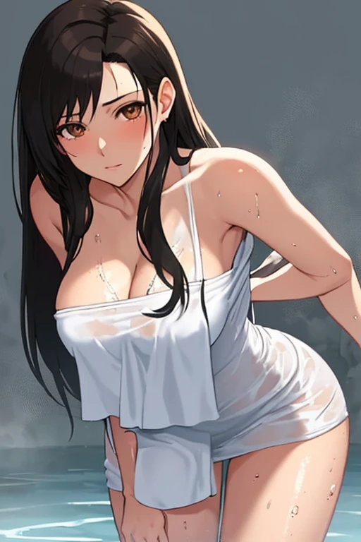 ((masterpiece, best quality)),((highres:1.2)), 1 Girl, solo, Blurred Background, (((Small breasts))), Thighs, (One piece swimsuit), pool, ((hard pose:1.2))