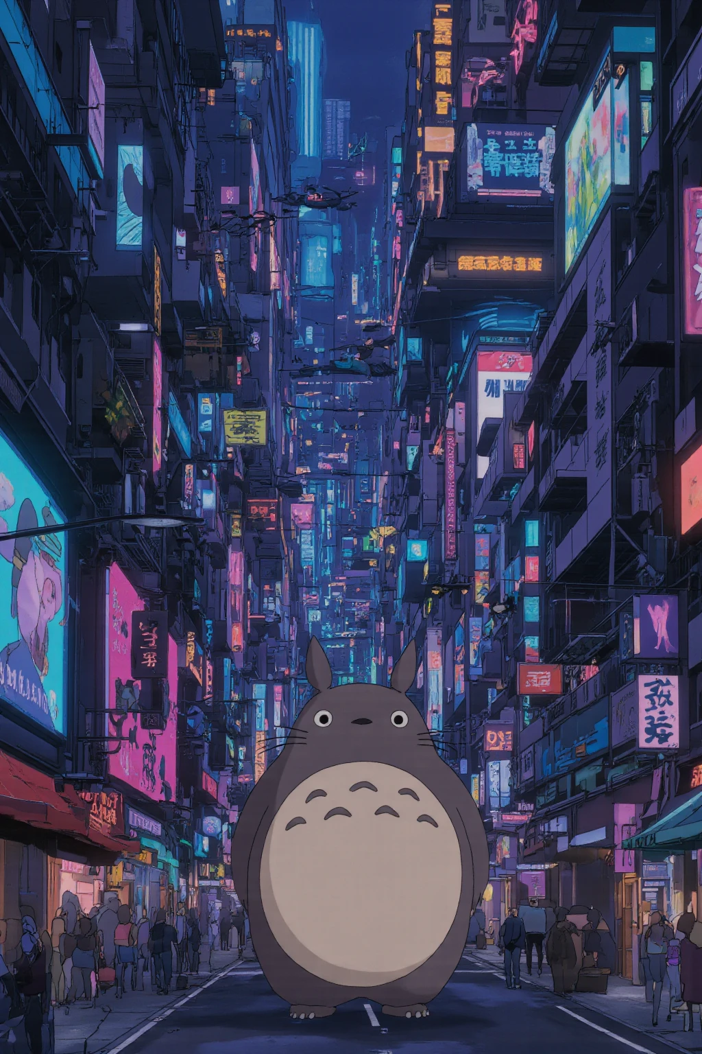 and My Neighbor Totoro、Totoro takes a walk through the Cyberpunk town