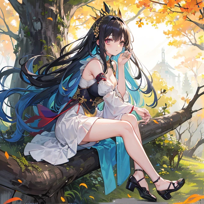 Anime girl sitting on bench,A bird in his hand, Guviz-style artwork, by Yang J, 2. 5 D CGI anime fantasy artwork, Inspired by Fenghua Zhong, Palace , A girl in Hanfu, Beautiful digital artwork, beautiful and seductive anime woman, trending on cgstation, Guweiz in Pixiv ArtStation