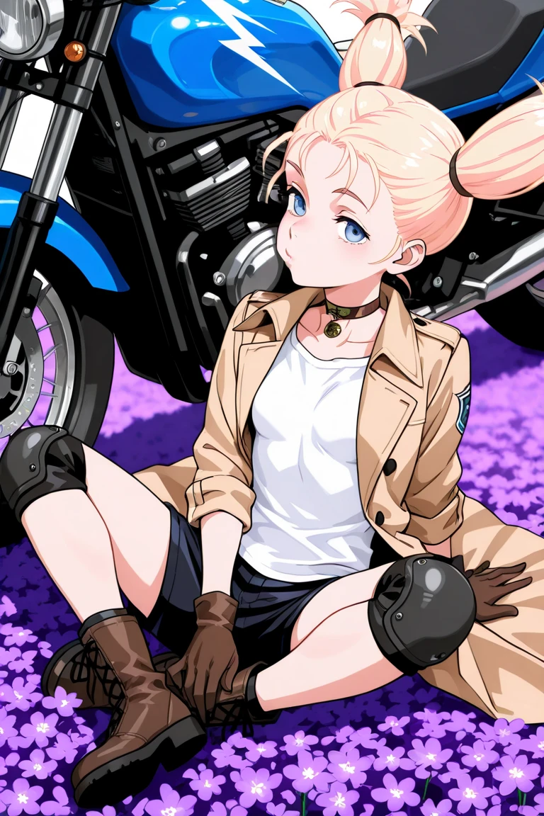Beautiful anime woman like a crocodile in a leather jacket riding a bike on a dirt road、30Beauties of the same age、Beautiful woman with upper body like a balloon、high-level image quality、8K,Digital Art" try