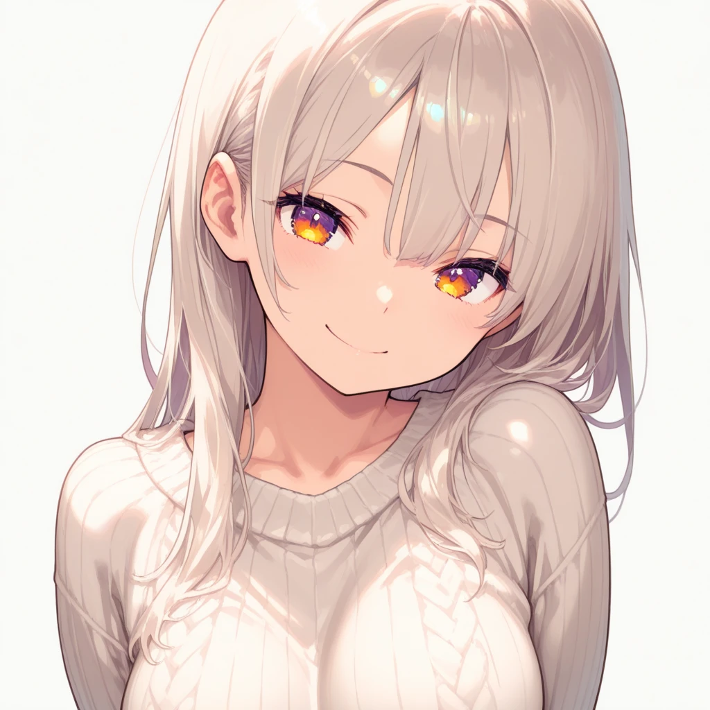 ((masterpiece)), ((best quality)), (from front), (half-body shot:1.36), perfect anatomy, 1girl, solo, cat girl, long gray straight hair, yellow eyes, gray cat ears, gray fluffy cat tail, short-sleeved white dress, smiling, looking at viewers