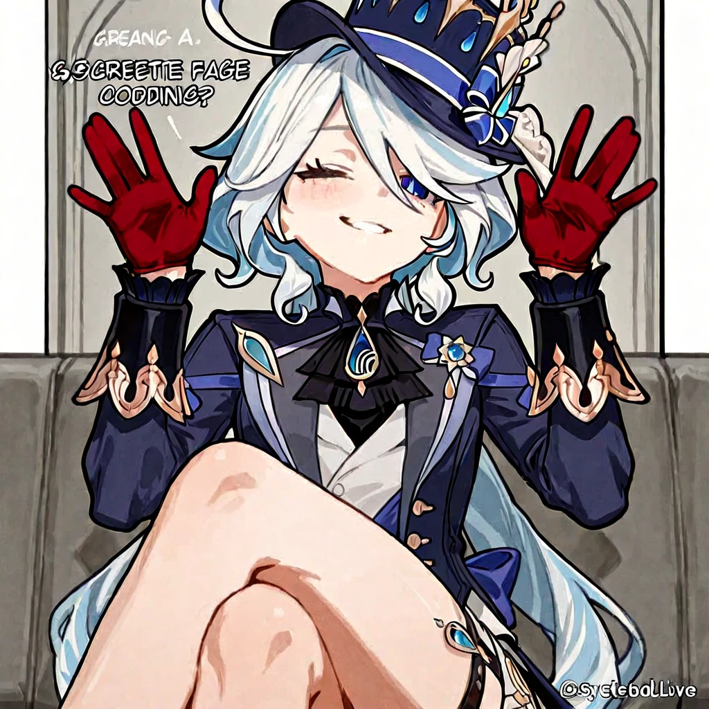 masterpiece,best quality,1girl, furina \(genshin impact\), genshin impact, cowlick, office background, open mouth, streaked hair, upper teeth only, solo, long hair, light blue hair, white background, smile, white hair, ahoge, long sleeves, hair between eyes, (((skirt suit))), (((three-piece suit))), (((dark blue dress shirt))), (((necktie))), (((blue blazer))), (((black lapel))), (((suit jacket))), ((white waistcoat)), double-breasted waistcoat, (((bodycon pencil skirt))), pocket square, cufflinks, tie clip , tailored suit, top hat, shiny clothes, high heels, blowjob, oral sex, deepthroat, fellatio, solo scene, saliva, running mascara, (((multiple men))), facefuck, (((gangbang))), multiple penises,