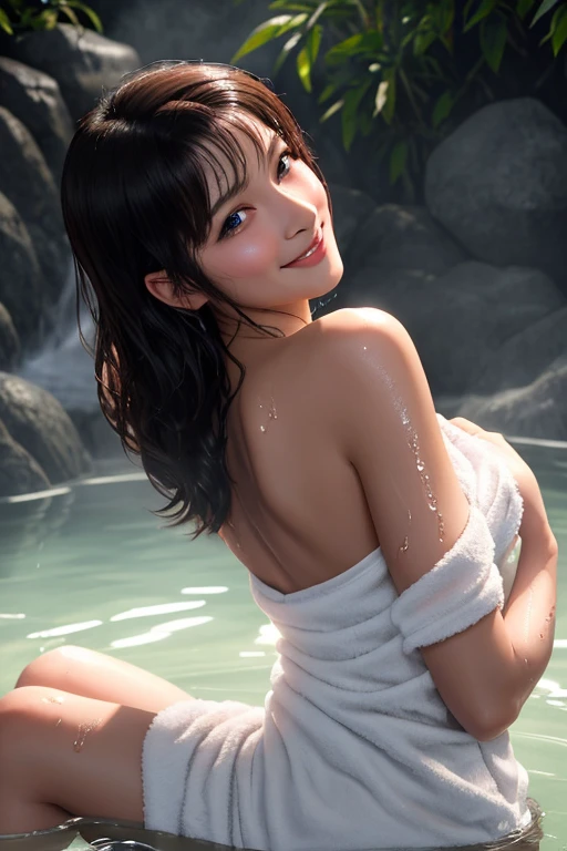 (yor), (Best quality, 8k, Masterpiece :1.3), (realistic, photorealistic: 1.37), (1girl), (slim), (Japanese), (random pose), (wet body), (long hair, random hairstyle), (outdoors), (Ultra-detailed face), (Detailed eyes), (Double eyelids), (eyeshadow intensifying), (many eyelashes), (professional lighting), (photon mapping), (radiosity), (looking directly at viewer), (full bodyesbian), (legs are open), (With a cropped T-shirt), (Slim figure), (Slim girl model), (25 years old female model), (gigantic cleavage breasts) (No bra, No top, Bare chest), 