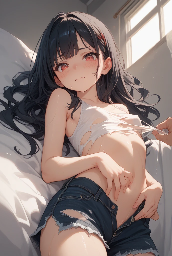 cute kid, nude, black hair, cuming, cum, Embarrassed