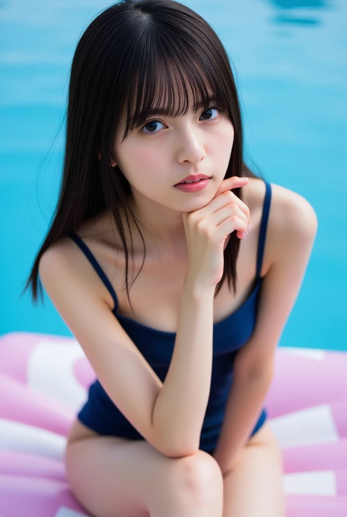 Magic Mix Real、((Extraordinarily beautiful girl、1 person、Japanese 、uniform))、Highlights of cheek luster、Cute and beautiful facial details、(Pure Eros Face_v1:0.008)、Beautiful Bangs、Shiny skin、Shiny beautiful bright hair、Silky Hair、Thin Hair、High resolutionの目、Perfect body, Bright and clear, Eyes sparkle attractively、eyeliner、double eyelid、Exposed breasts、Cleavage、Beautiful nipples、Unbuttoned shirt、(Masturbating with knees open:2.0)、Touching the groin、Rub your chest 、(School Swimsuit、Competitive swimming suits:1.5)、Disheveled clothes、dressing、Drenched in sweat、18-year-old, A clean-cut woman , On a desk in the classroom、Black brown hair、Blue-gray eyes、Exclamation mark、BREAK ceremony,((Random sexy poses、put in、Deep joy, Ecstatic eyes:1.2)), ((I gasp hard:1.2))、Ecstatic face、Climax expression, My whole body is convulsing、Official Art,非常に詳細な CG Unity 8K 壁紙, (masterpiece:1.0),(Highest quality:1.0), photo shoot, 8K, Browsing Caution, High resolution, Kodak Portrait 400, Film Grain, Lens flare brilliance,Very low camera angle, View your viewers
