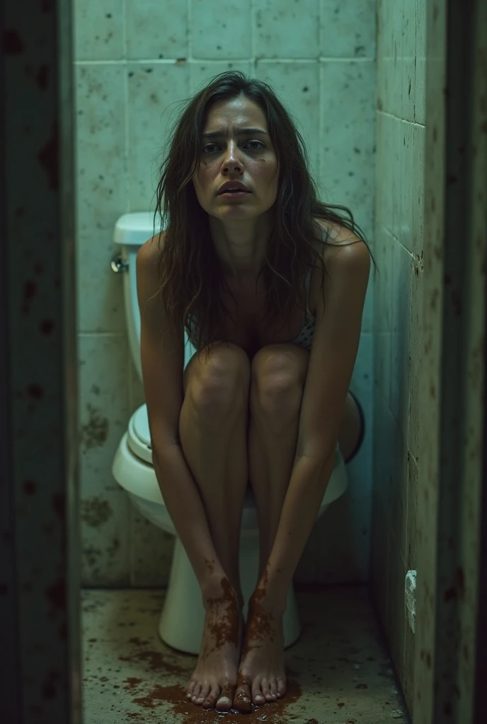 (A teen girl) (peeing & pooping, urgently) Hiding behind alley)(Realistic) (peeing and pooping in a corner of an alleyway) (she pulls down underwear and pants to the floor) (squatting down) (pee stains) ( peeing dripping)、フロアーにブラジャーとパンティーが捨てられている