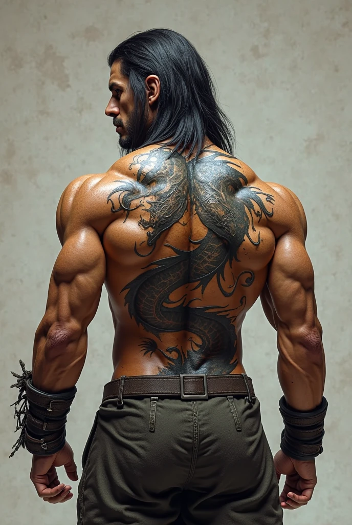 a man, with a dark, scaly tail, with bull horns, with black claws, light skin, black shorts