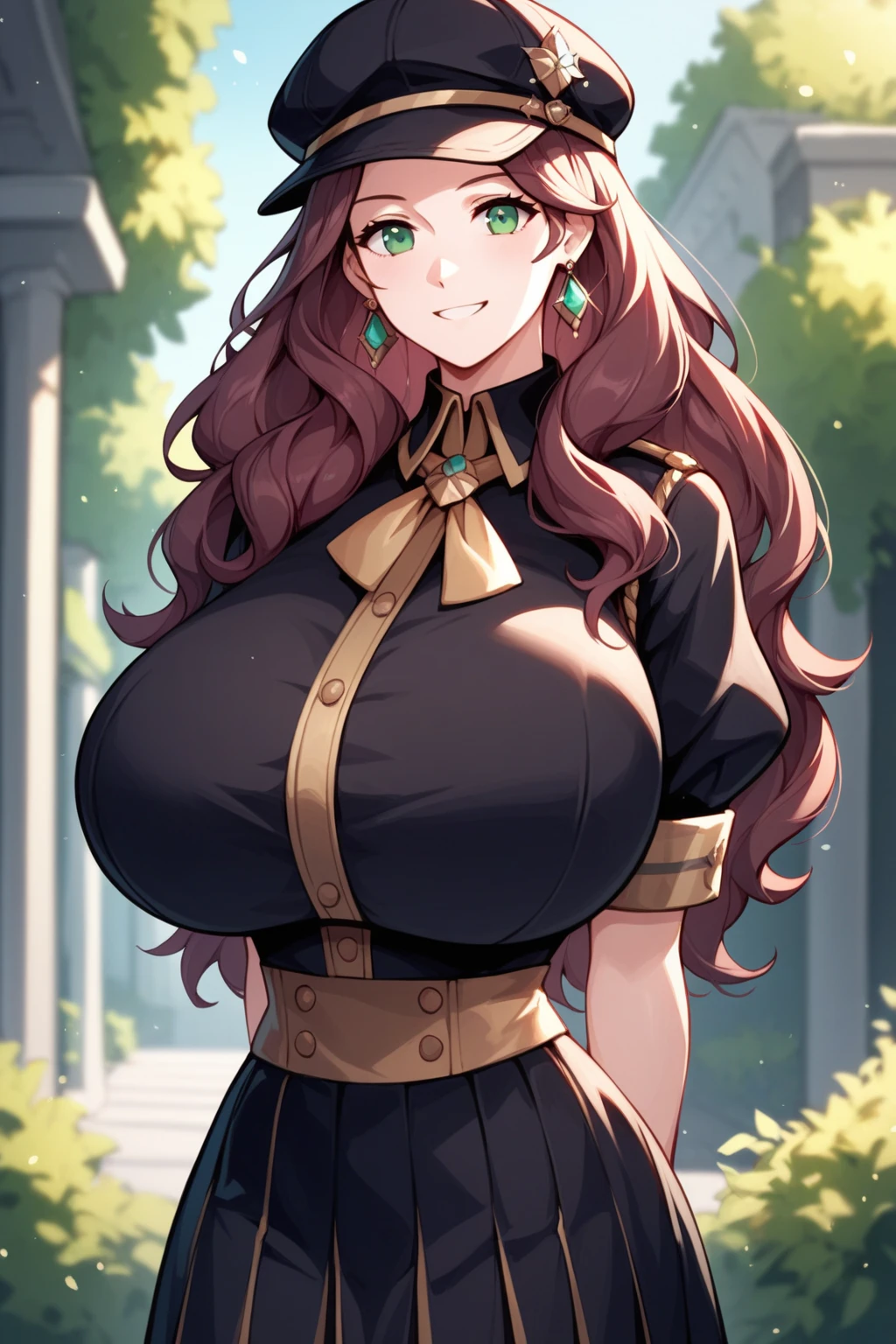 Woman, curly hair, has heterochromia, has vitiligo, freckles, septum piercing, medium tits, wearing a long sleeve crop top and a pleated skirt, cum covered chest, she's getting fucked by a massive cock in the pussy, cum