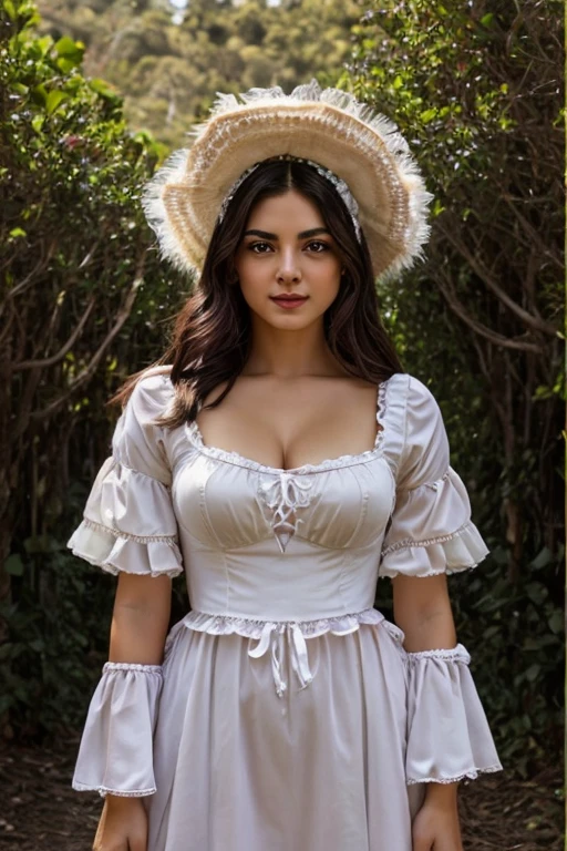 GinaBanini, AliceWonderlandWaifu, teenager, absurdres,, leaning foward, from above, detailed light,((cinematic lighting)),very detailed eyes, best quality, beautiful face, ultra detailed, highres, (light rays),best quality,((shortstack:1.6)), very long hair, 1girl, (small breasts:1.0), beautiful, (average body weight:1.3), ( curvy:1.2), (wide hips:1.3), , solo, ((shortstack:1.7)),(skindentation:1.5),(fliying hair:1.4), , (blush:1.2), looking at viewer, thigh gap, shiny skin, long brown hair, cute smile, action shot, slow motion, motion blur, face focus, (dynamic angle:1.2), (dynamic pose:1.2), frilly dress, mushroom forest, blue dress with white apron, wonderland, black headpiece with bow, blue eyes, mushroom forest, light blue Victorian-style dress,short puffed sleeves and a white pinafore apron layered over the skirt, skirt flare, black ribbon tied into a bow, soft, lightweight fabric, (8k, RAW photo, best quality, masterpiece:1.2), photon mapping, radiosity, 35 mm focal length ,particles, accent lighting, ambient oclusion, film grain, depth of field, ravishing, ,beautiful lighting , high detailed, 8k, vivid contrasting colors, chromatic aberration, ,vibrant digital illustration, , behance hd, best quality, (realistic:1.2), (high contrast:1.2), shallow depth of field, bloom, (RSEEmma:1.2), Volumetric Lighting, accent lighting, extremely detailed CG 8k illustrations, masterpiece, hyper detailed, best quality, ultra high res, high resolution, (intricate details),RSEEmma,