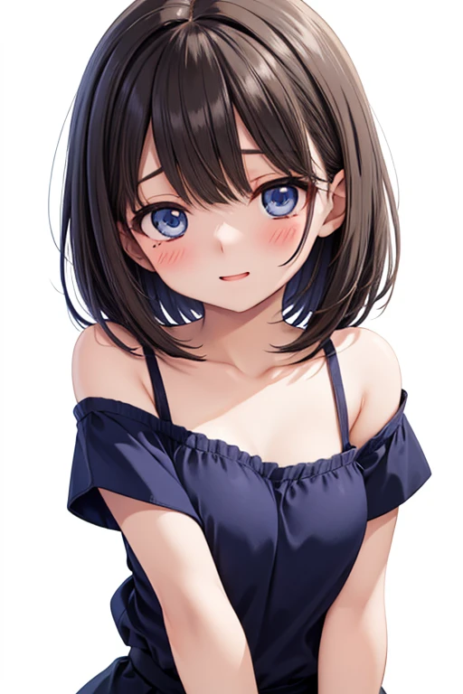 "Create a close-up illustration of a cute and neat high school girl with shoulder-length straight brown hair in a bob cut. She has a gentle smile and kind eyes, wearing a black top. The background is simple and minimalistic, focusing on her facial features and hair."
This prompt should help guide the AI to generate an image similar to the one you provided.