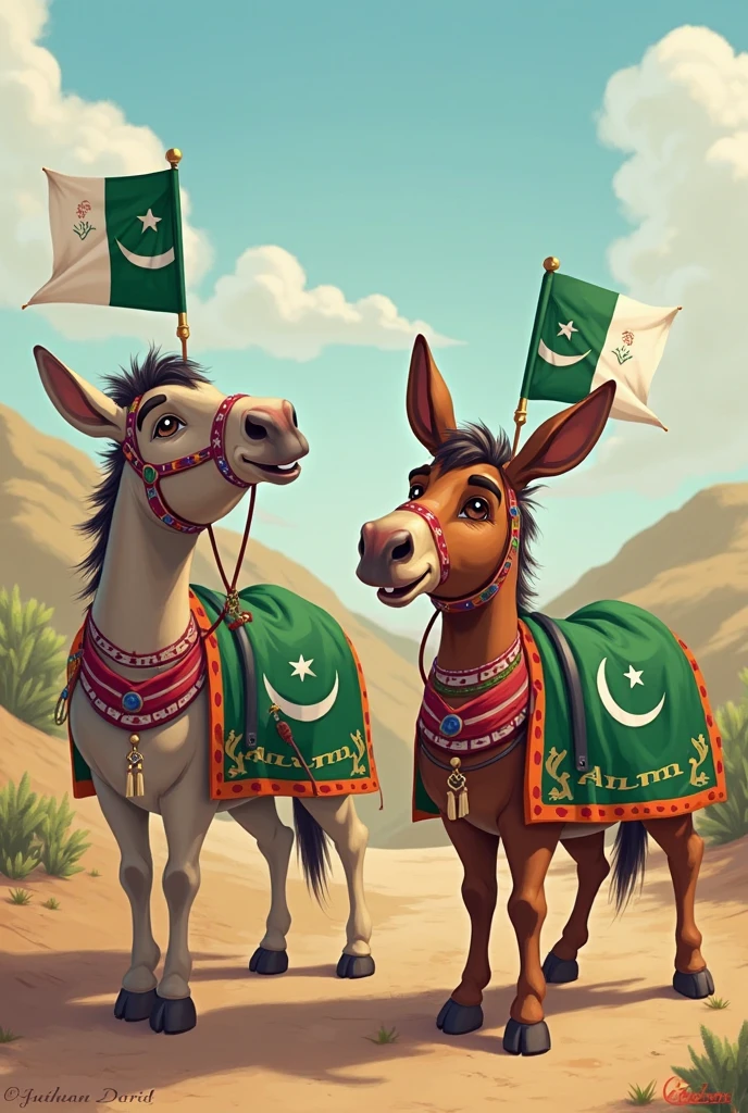 Pakistani flag on donkey