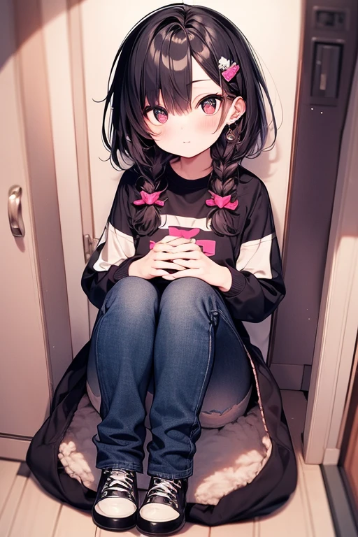 a cute girl, (round_toe) mary_janes