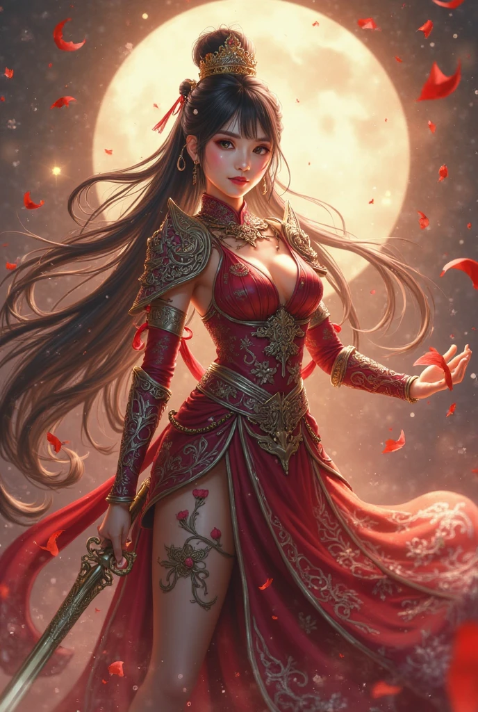 a close up of a woman with a red dress and a red flower in her hair, artgerm and ruan jia, artgerm detailed, beautiful character painting, extremely detailed artgerm, artgerm. high detail, artgerm. anime illustration, a beautiful artwork illustration, by Yang J, artgerm julie bell beeple