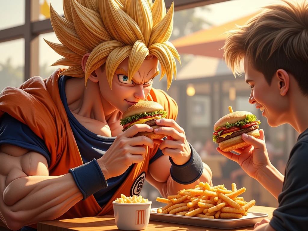 Johnny Bravo eating a sandwich