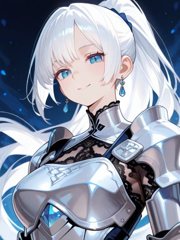top-quality、Top image quality、​masterpiece、girl with((Silver and black mechanical body armor、silver mechanical arm、silver leg arms、Shining red body line、sixteen years old、teen ager、cute little、Best Bust、big bast,Beautiful shining purple eyes、Breasts wide open, white  hair、black mechanical wings,Longhaire、A slender,Large valleys、belligerent movements,holds a black sword、anchor chain、chain、chains、Beam Cannon、Laugh)),hiquality、Beautiful Art、Background with((Midnight City、Pillar of fire、fluttering white feathers)))、,masutepiece、depth of fields,Cinematic style