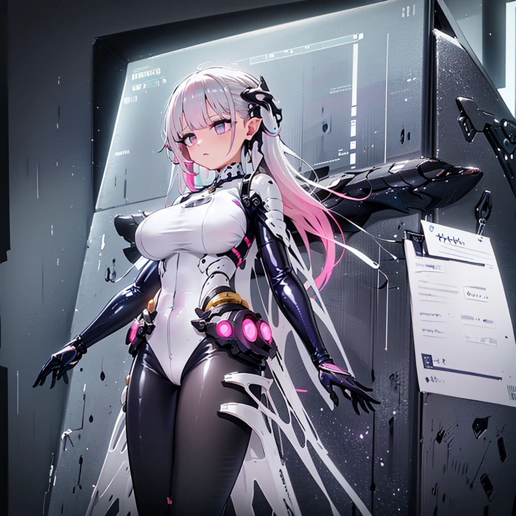 best quality,masterpiece,white background,girl with a powered exoskeleton