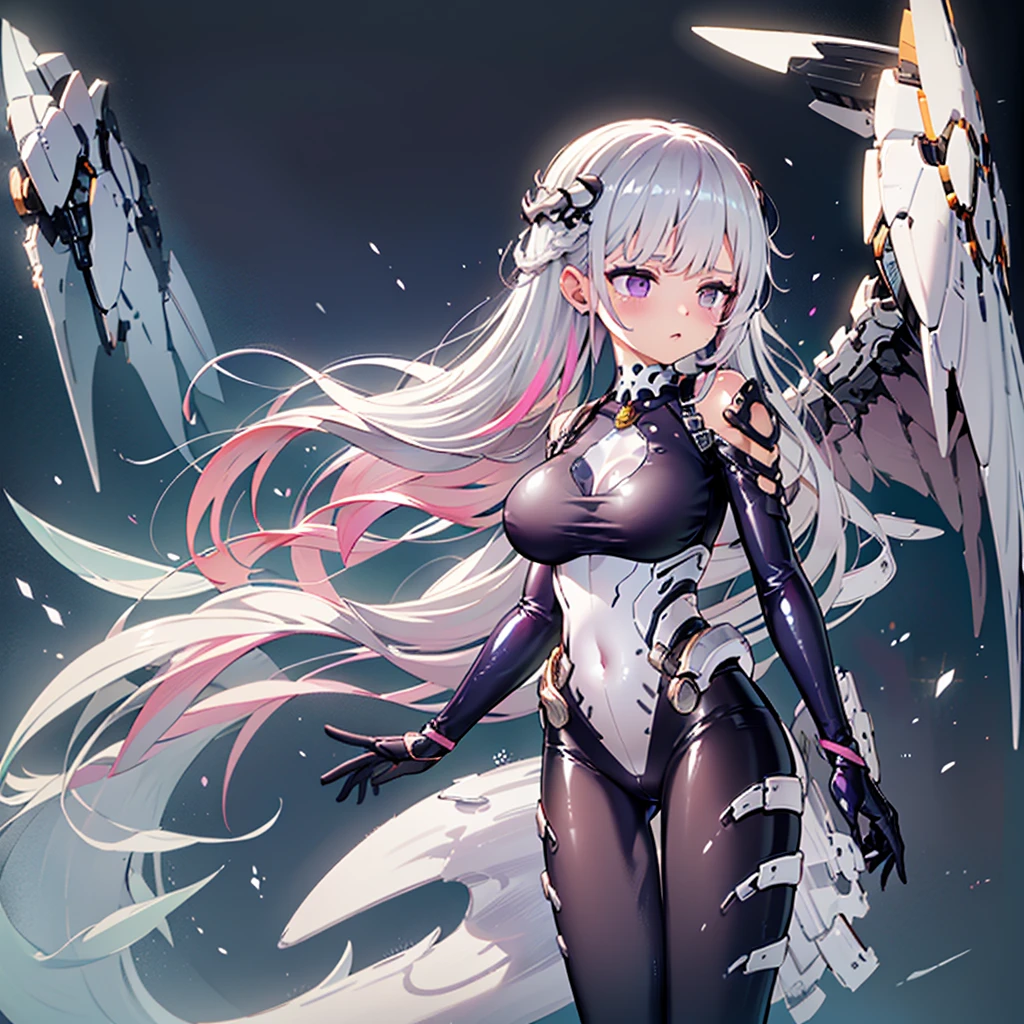 (Masterpiece:1.3), (best quality:1.2), (detailed background:1.1), (intricate details:1.1), (detailed background:1.2), 1girl, solo focus, perfect anatomy, source anime,
BREAK
(score_9, score_8_up, score_7_up), (Masterpiece), (expressive eyes), 1girl, 
Automaton, colored skin, white skin, joints, robot hand,
white hair, GRAY EYES, SILVERIRIS, EYETEXTURE,
<lora:MGE_V5.0:1.2>
BREAK
erotic pose, detail background,,intense stare, lying on back,
edgy and dramatic fashion photography,volumetric lighting, bloom, harsh lighting, muted colors,
dynamic angle, side shot, smirk, V sign,
BREAK
mechanical skin,see-through nude,white tights,machine legs,underwear,glowing blue lines Internal parts of the body,Translucent body parts, didlo inside,
BREAK
NegativeDynamics,scenery,bleakfaith,hand gesture,