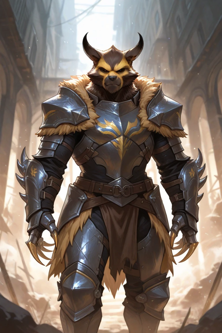 furry, anthro, blaidd:1.6, blaidd armor and fur cloak:1.2, (he is standing inside a dark catedral:1.7, realistic big canine penis with knot, big flaccid testicles:1.4), super detailed, detailed face, best art, 8k, vibrant, by snowskau:0.4, by taran fiddler:1.8, by RedRusker:1.8, art stile, 3D, halfbody,