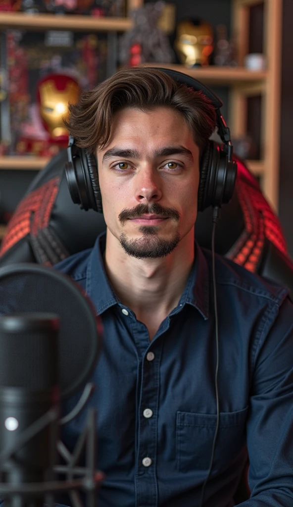 Score_PnyReal 1boy, male focus, white hair, brown eyes, fluffy hair, headphones, arms crossed, smirk, indoors, black shirt, short sleeves, cigarette in mouth, animal ears, fox ears, fox tail, denim jeans, dynamic pose, living room, listening to music, 4kPhoto_PDXL