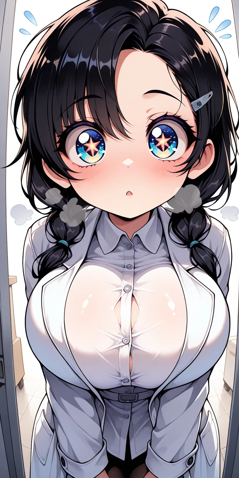 (best quality), (Super detailed), (Best Illustration), (masterpiece), score_9, score_8_up, score_7_up, 4k, (nsfw), high contrast, (1woman), (lying on), (hands on own chest:1.2), (a lot of cum on stomach:1.3), (a lot of cum on breasts:1.3), {(white serafuku), (bra lift), (show off breast:1.2), (show off nipples:1.2)}, (large breasts:1.2), {(brown hair:1.2), (sideburns), (bob cut:1.3), curly hair, hairs between eyes, colored inner hair}, {(detailed eyes), blue eyes}, earring, embarrassed, nose blush, (constricted pupils:1.2), (sweat:1.3), wind, (bed:1.3), ,