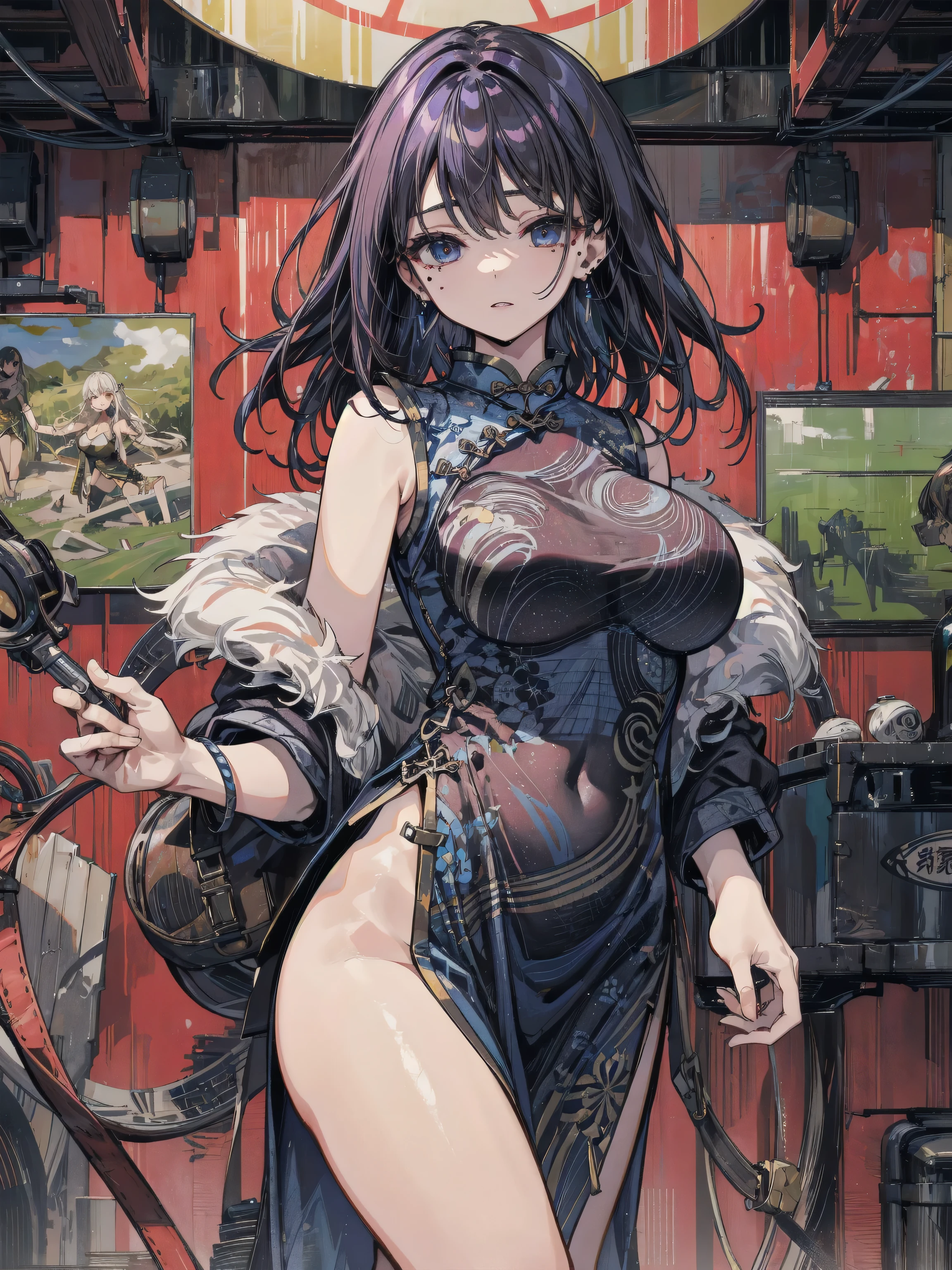 Anime girl with sword and bird on shoulder, Tick, Severe jpg artifacts, Gu Weiss, fatal, obscene, The chest is covered with scales, Wallop!!, National Foundation, Ahegaio, or, Extremely detailed artist, Firmware version, Her breasts, Deblur, Ayaka Genshin Impact, Bikini Armor, Overly detailed art (((Full and soft breasts,)))(((Huge breasts))) (((Cleavage)))