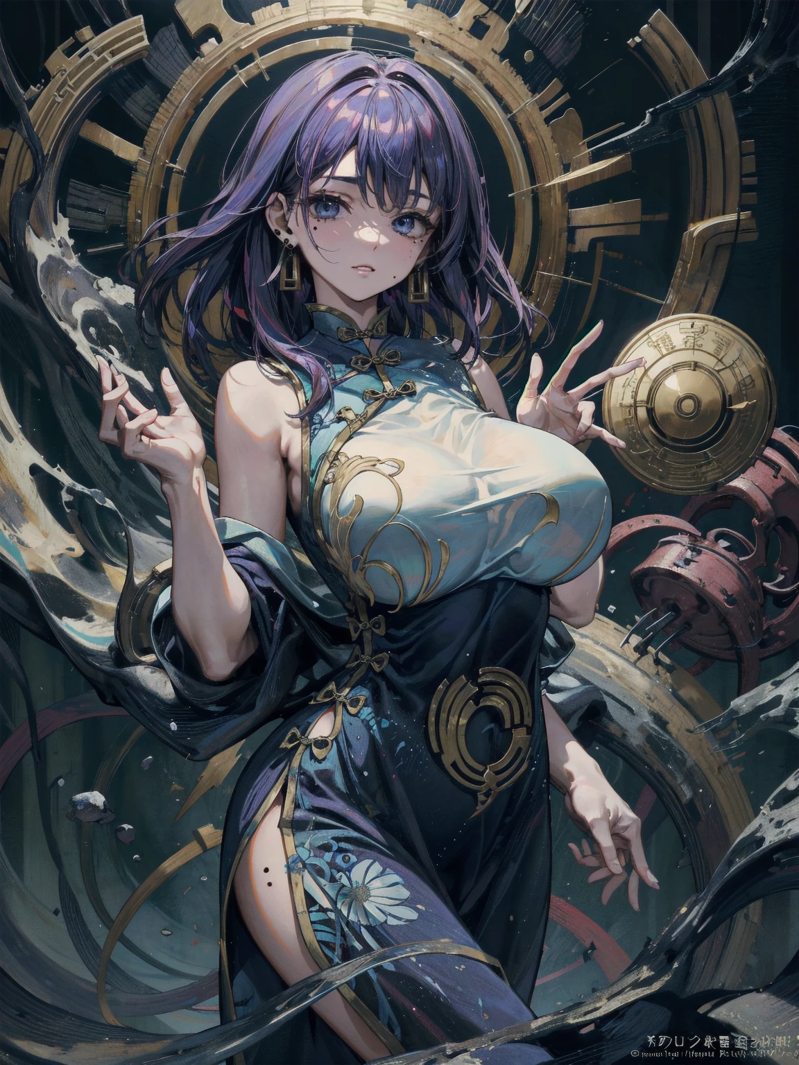 masterpiece,best quality,highres,cinematic lighting,dramatic angle,1girl,<lora:ShadowverseNephthysV1-000015:0.8>,black hair,short hair,jewelry,purple dress,purple eyes,looking at viewer,smile,crown,pelvic curtain,cleavage,capelet,shoulder armor,beads,jewelry,head tilt,feathers,green and purple fire,close-up,arm support,hand on own cheek,(from above,close-up:1.2),portrait,soul flame,parted lips,glowing eyes,depth of field,bracelet,sitting on chair,(close-up:1.5)