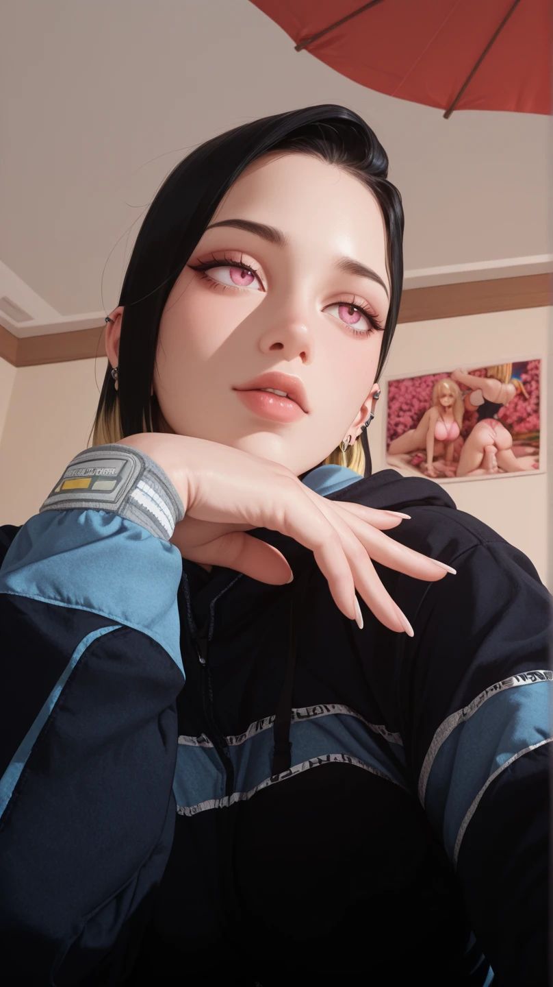 Two Beautiful girl , sexy slim fit body,   black  hair ,  , gorgeous  eyes  , pink rogue lips , blushed cheeks , high texture skin 