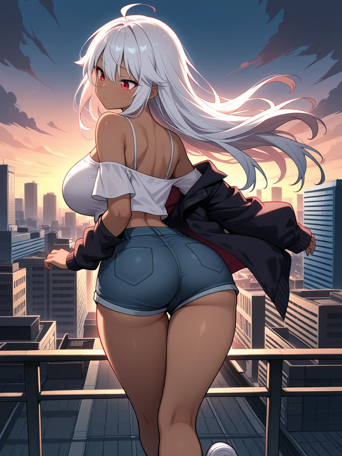 (masutepiece,the Extremely Detailed CG Unity 8K Wallpapers:1.5),(beutiful breast,Farbe_aberration,beautiful detailed shadow,Beautiful eyes,Beautiful body,Beautiful skin,beautiful hands:1.5),(Vivid colors,Realistic, hyper realistic:1.5),(Curve,glamor,Seductive smile:1.5),(Shiny hair,silber hair,blue eyes:1.5),(in a house,Bedrooms:1.5),delicate patterns,intricate details,red blush,shinny skin,Seductive Anime Girl, [ 4 k digital art ]!!, beautiful alluring anime woman, painted in anime painter studio, Smooth Anime CG Art, made with anime painter studio, realistic anime 3 d style,Unparalleled beauty, Lustrous and firm skin, Silver hair, Beautiful and nice girl,kindly smile,Long hair, revealing outfit,leggings, dark skin, huge thighs, huge breasts