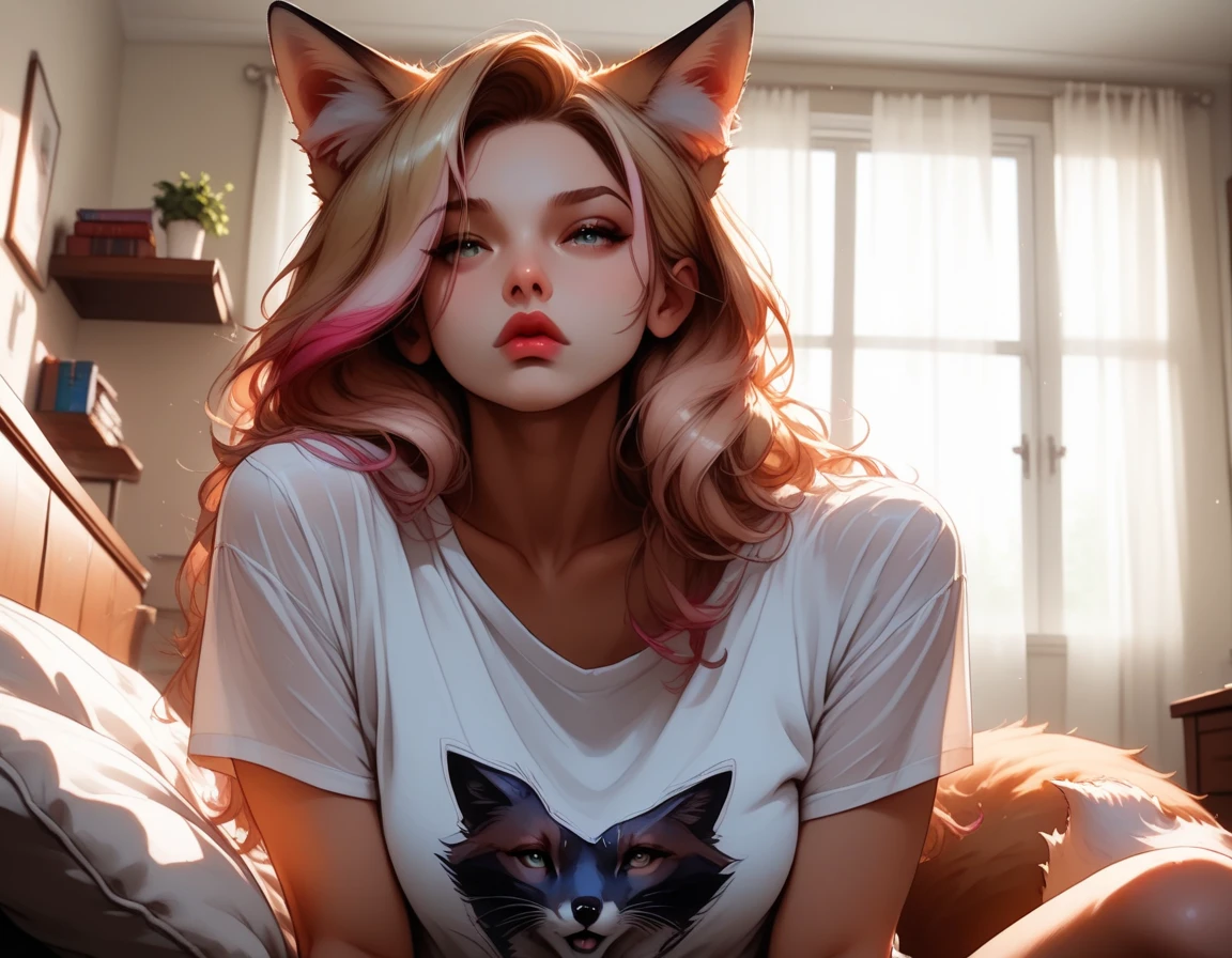 <lora:egirl:1>, egirl, high quality fingers, normal hands, detailed fingers,masterpiece, (realistic, photo-realistic:1.37), medium breast, small waist, beautiful face, perfect illumination, beautiful detailed eyes,looking at viewer, stunningly beautiful woman, detailed hairstyle, egirl sitting in gamergirl room, cotton mini skirt, (fishnet top), Thigh high socks, goth, pink hair, pink cat ears