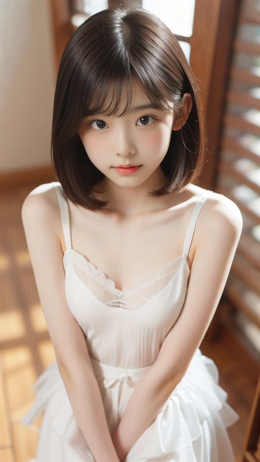 8K, Ultra-high resolution, Highest quality, masterpiece, 三分割法によるphotograph,Surreal, photograph, 1 Girl, (16 years old:1.3), pretty girl, Cute face, Beautiful eyes in every detail, 細かくdetailedに,masterpiece,One Girl:1.2, Japan Female Announcer, whole body,blush,closed eyes,shy,Black Hair,Bob with bangs,ballet,Spanking,Captivating ass,Delicate and smooth skin, Realistic Skin, Perfect and beautiful face ,完璧でCute face, Skin with attention to detail, Perfect limbs、Narrow waist、Thin legs)、Browsing Caution,Beautiful leg line beauty,Looking at the audience、beauty,Long neck、(((Ideal body type))),A cup small breasts :2,、Portraiture:2、Perfect Anatomy、鮮明なdetailed、detailed、Surreal、Light and shadow,Strong light