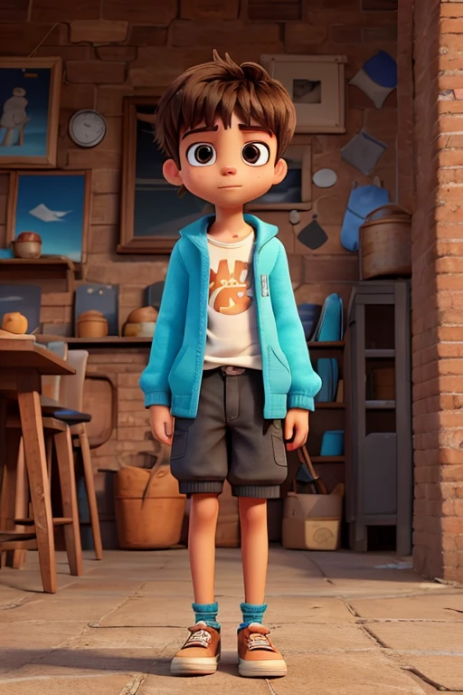 Menino sentado na escada, Poster estilo disney pixar