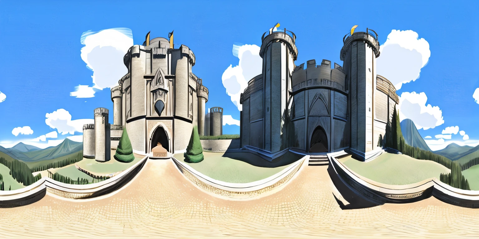 Sketch of a castle in a field, qxj 