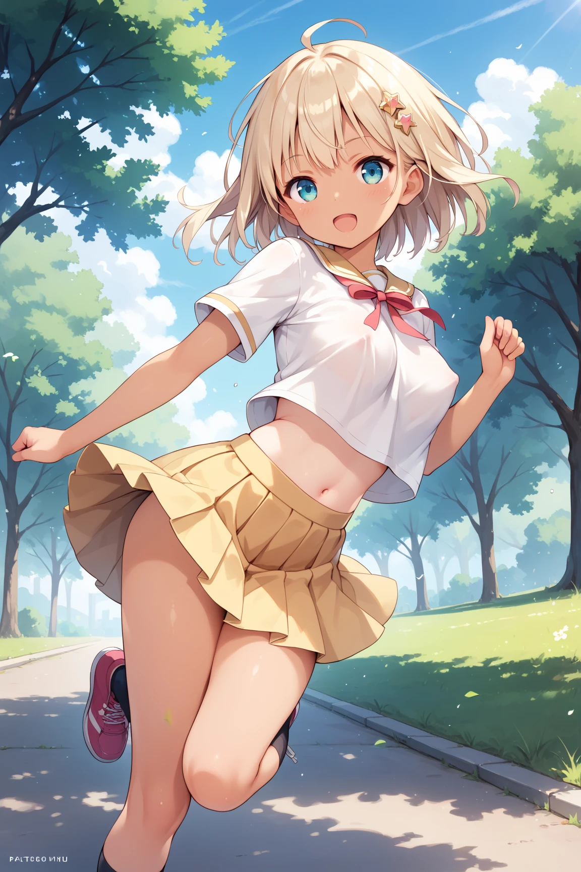 best quality,1girl,((,small breasts,lol,curvy,(asm,blush,saliva,sarail,ahegao:1.3)),angry,sweat,Sakurai Momoka,blonde hair, short hair, ((white tank top,pink skirt,mini skirt,lift skirt,upskirt,kneehighs,vagina:1.1uatting,open legs:forest,forest林,((have to pee:1.3)),Pee,Urinating,wet