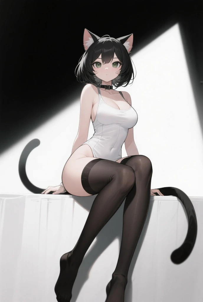 zweibelle, <lora:zweibelle-10:0.85>,Woman,medium breasts,facial mark,mole,dog ears,short hair,pants,hair bun,dog tail,shirt