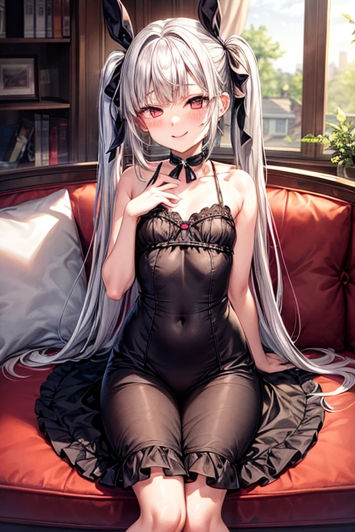 Silver Hair、blue eyes、girl、Small breasts、Twin tails、girl、Small breasts、Lolita、Bright smile、Looks about 15 years old、Petan Musume、He is short、目のhighlight、Sexy thighs、Flower Garden、color々The flowers are still blooming、I have a lot of bouquets、colorとりどりのバラがいっぱい、Mine-based costumes、Your eyes are so beautiful、highlight