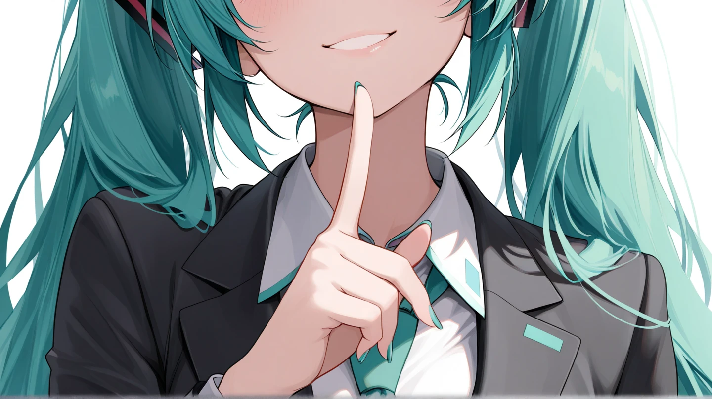 score_9, score_8_up, score_7_up, loser gesture, hand on forehead, solo, green hair, red eyes, medium hair, hairclip, bangs, teasing, <lora:LoserGesturePonyXL:1>, pov, penis, handjob, (small penis:1.3)