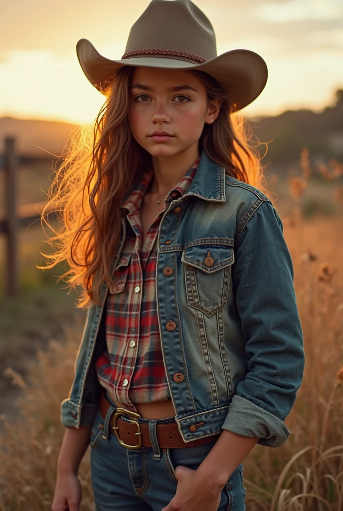 arafed BLONDE girl in a cowboy hat holding a flashlight, holding a flashlight, cowgirl, girl under flashlight, western cowgirl, dressed as a western sheriff, cow-girl, beautiful cowboy witch, young girl in steampunk clothes, female cowgirl, girl, by Linda Sutton, , lighting, photo of girl, wearing a cowboy hat, next generation, portrait sturdy girl