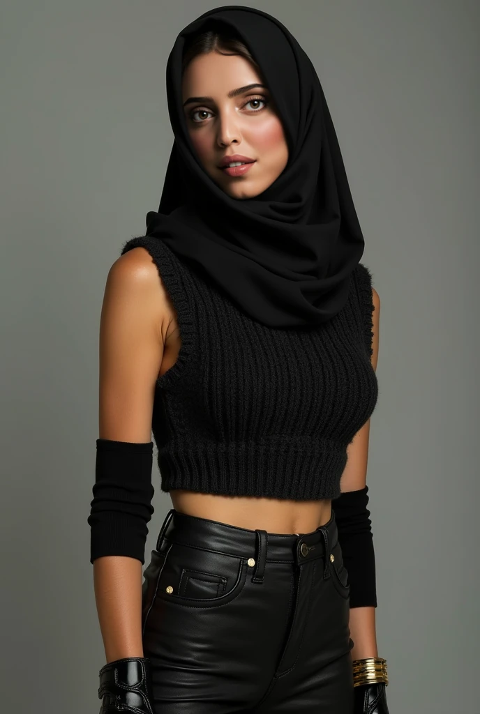 Beautiful sexy hijab girl with tight, revealing clothing.
