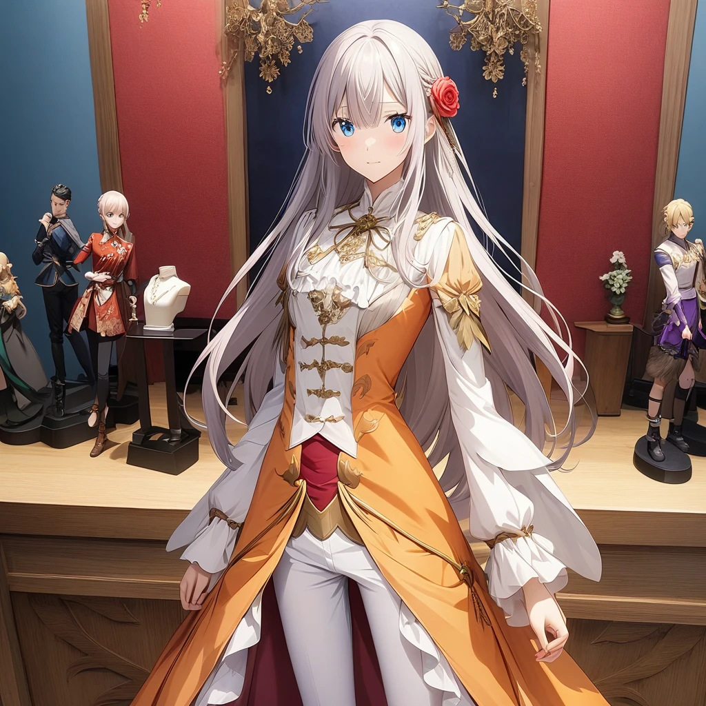 Anime, Re:Zero Emilia style, heroine of another world fantasy, charming 19-year-old beauty, mesmerizing beauty, model figure, silky straight hair, outfit, bright orange base with white flashy design, belly button exposed, slim waist,
Anime-style最高品質, 高品質, 高解像度, とても美的 , 高解像度, さらに詳細, 完璧なディテール , 1ミディアムおっぱい, 羽川翼、長い髪,Anime-style Rose of Versailles, Oscar-style, beautiful captain of the guard, outfit, white with red pattern uniform, Eye-catching style Anime style Eye-catching style Anime style Violet Evergarden Style (masterpiece), super beautiful, shiny long straight hair (high quality), (beautifully detailed face), (beautifully detailed eyes)), (beautifully beautiful hands), (high definition CG)), ((8k_wallpaper)), beautiful hands, 幸せ/The facial expression of concern for someone who is depressed, the appearance of worry,一人はフレンチスタイルの三つ編み,歯口を少し開ける,