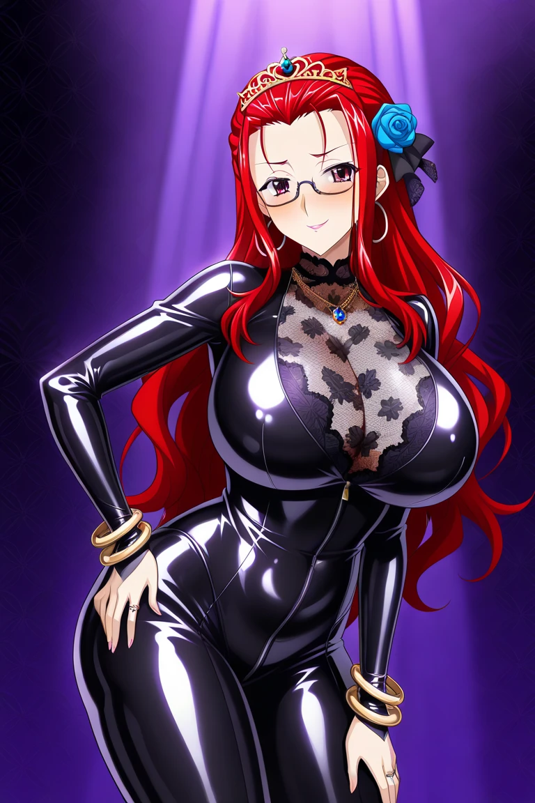 figure of witch, dancing, big breasts, sexy pose, glasses, redhead, hat witch, smile, red bikini